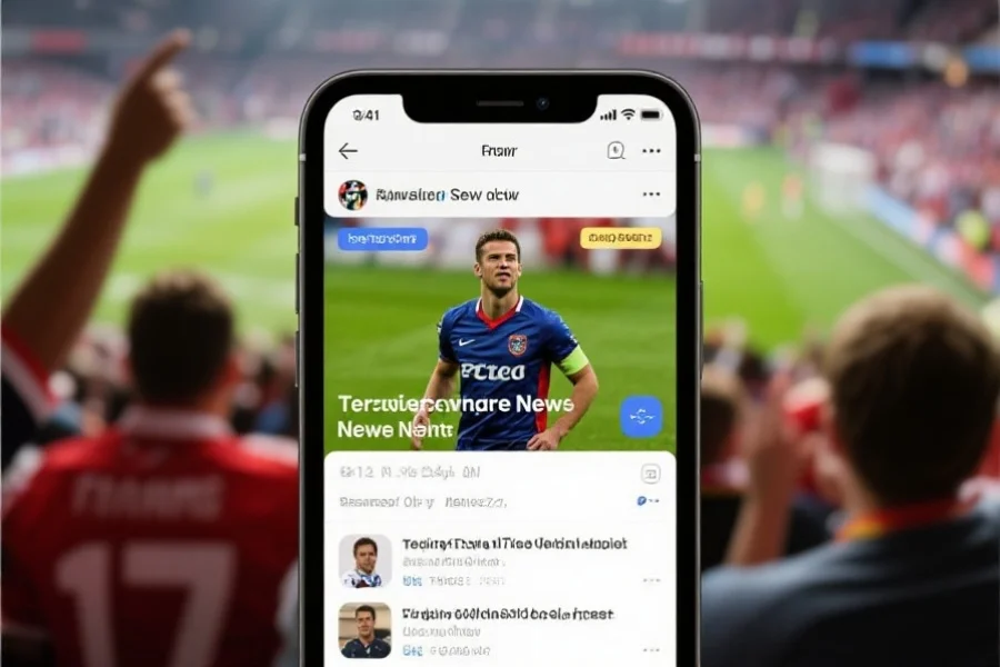 手机屏幕上的足球转会新闻